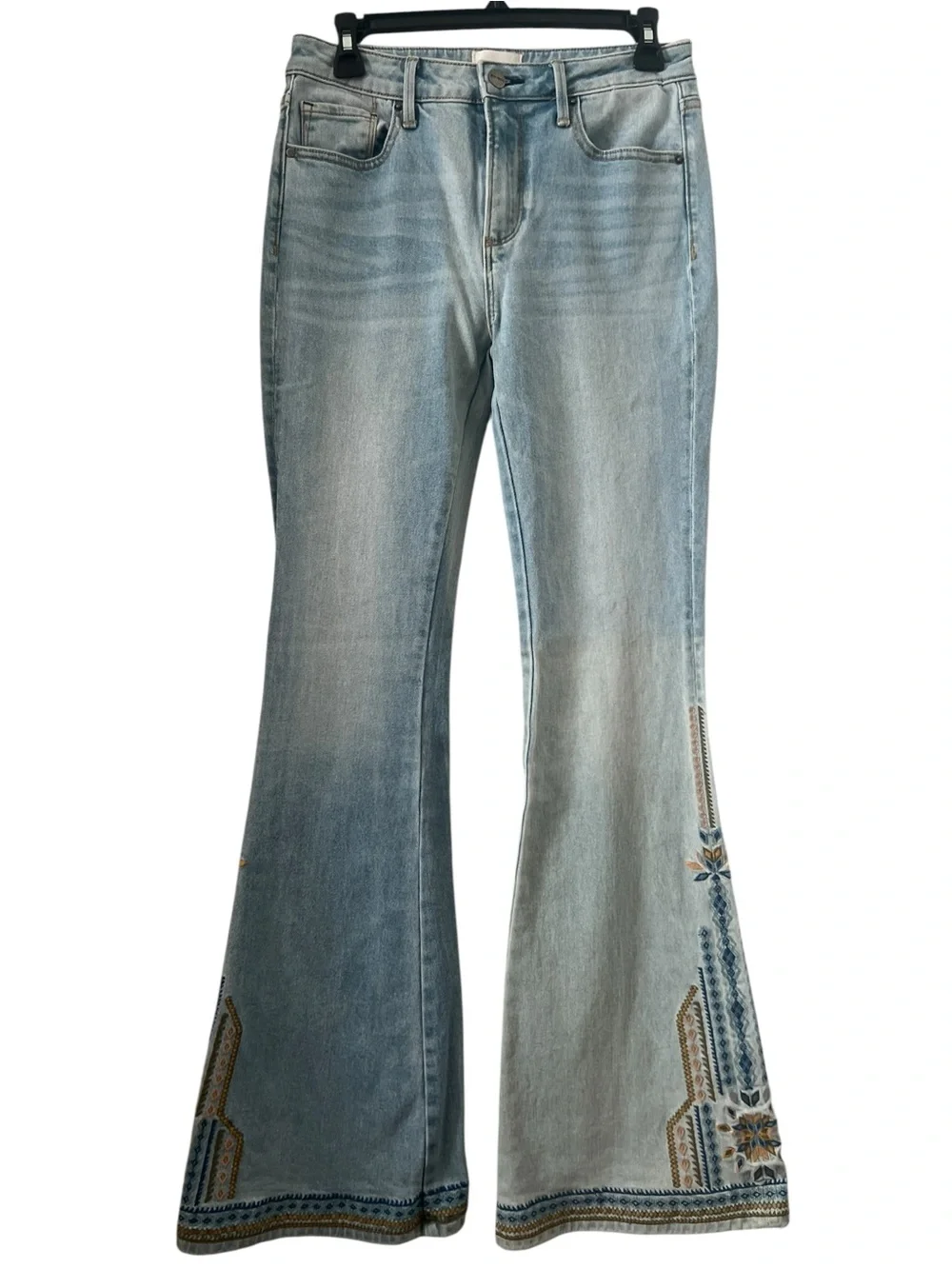 Driftwood Farrah Embroidered Flare Light Wash Jeans Size 26 - Picture 2 of 15